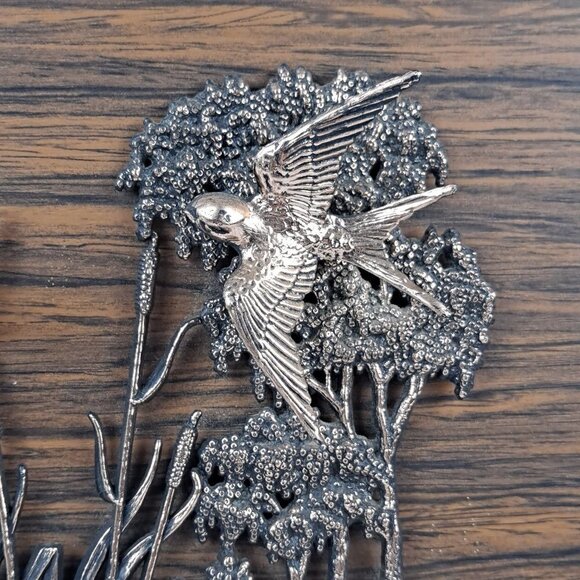 Birds in Flight, Copper on Wood with Wooden Easel or Wall Hanging Vintage - Picture 5 of 14